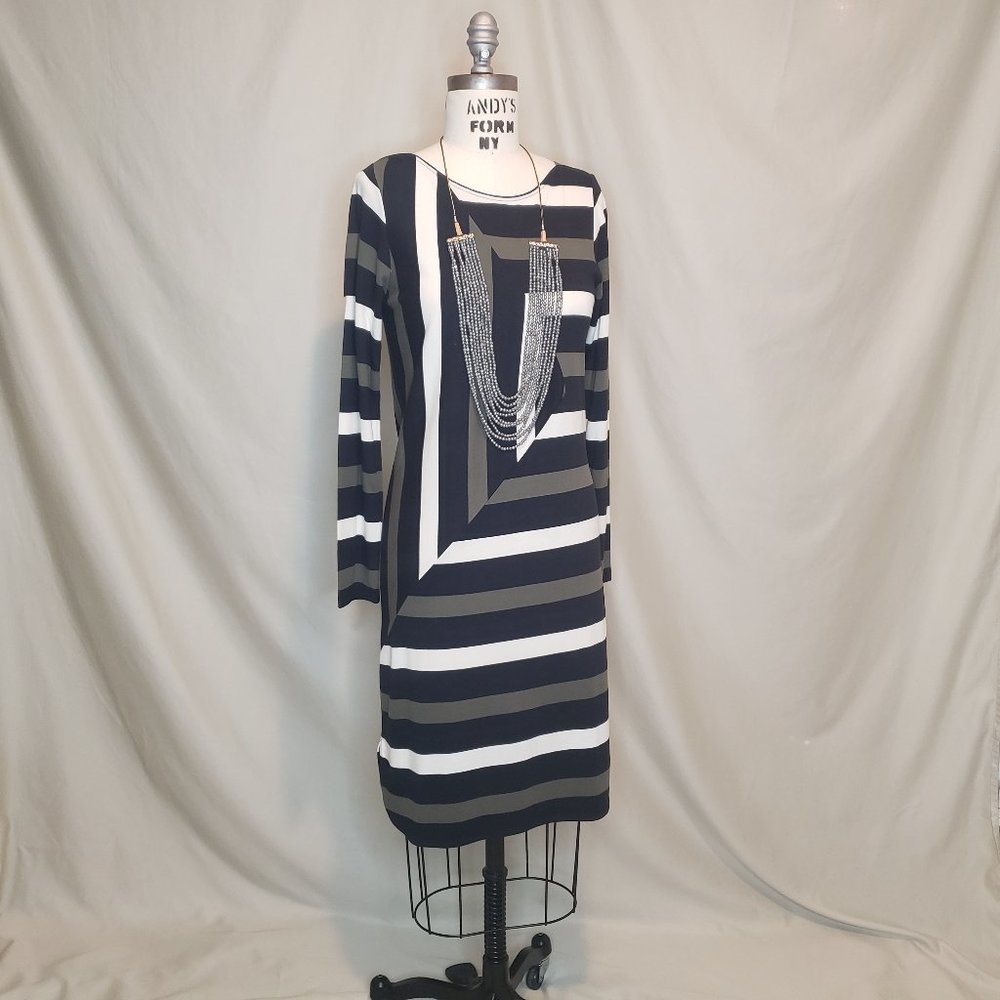 Denham Geometric Striped Dress, Size Small